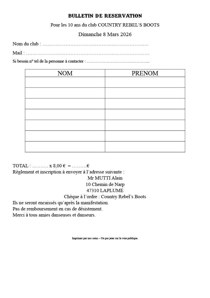 Bulletin reservation laplume